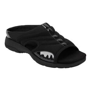 Easy Spirit Women's Traciee Lightweight Flat Easy On Sandals Black Size 6 W